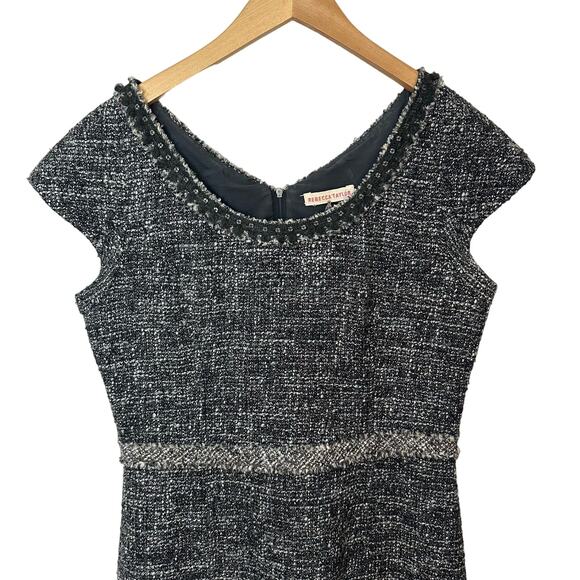 Rebecca Taylor Sequin Boucle Dress Womens Size 12 Wool Sleeveless Back Zip Gray - Picture 5 of 10